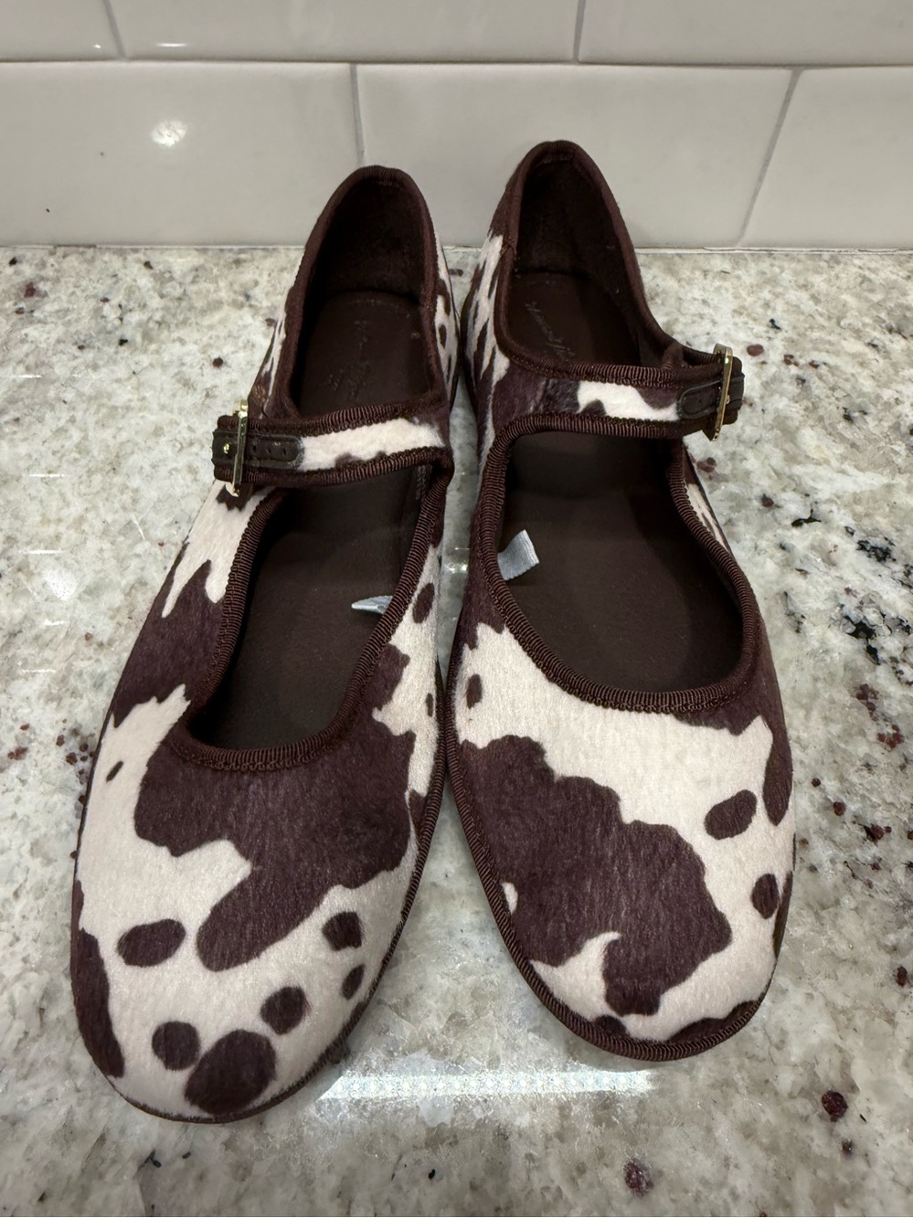 Universal Thread Brown & White Cowprint Mary Jane Shoes Size 8 NWOT or 8 1/2 NWT - Picture 14 of 16